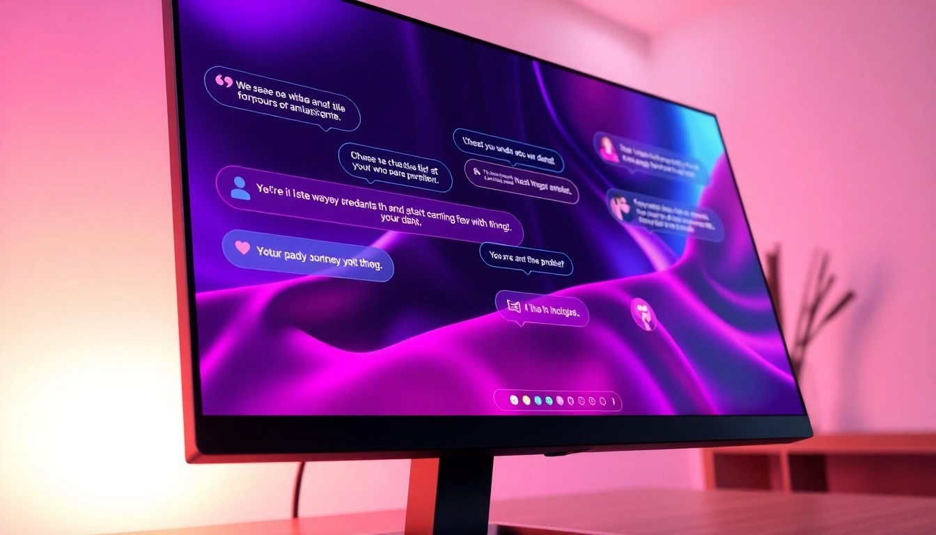 Close-up of an adult-themed AI chat interface on a modern screen with vibrant colors and sensual imagery.