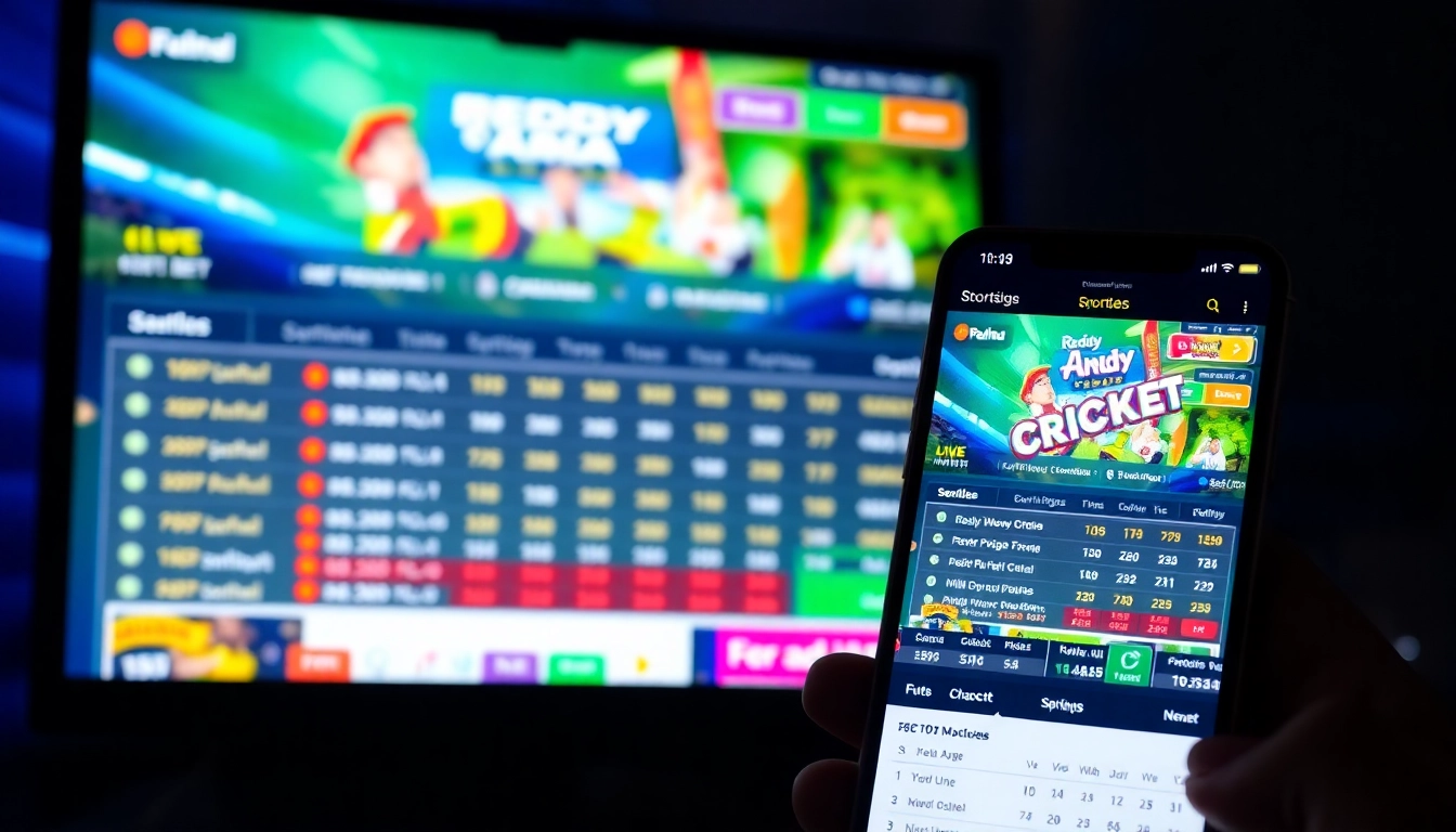 Reddy Anna mobile app interface displaying live cricket betting options, emphasizing ease of use and vibrant visuals for user engagement