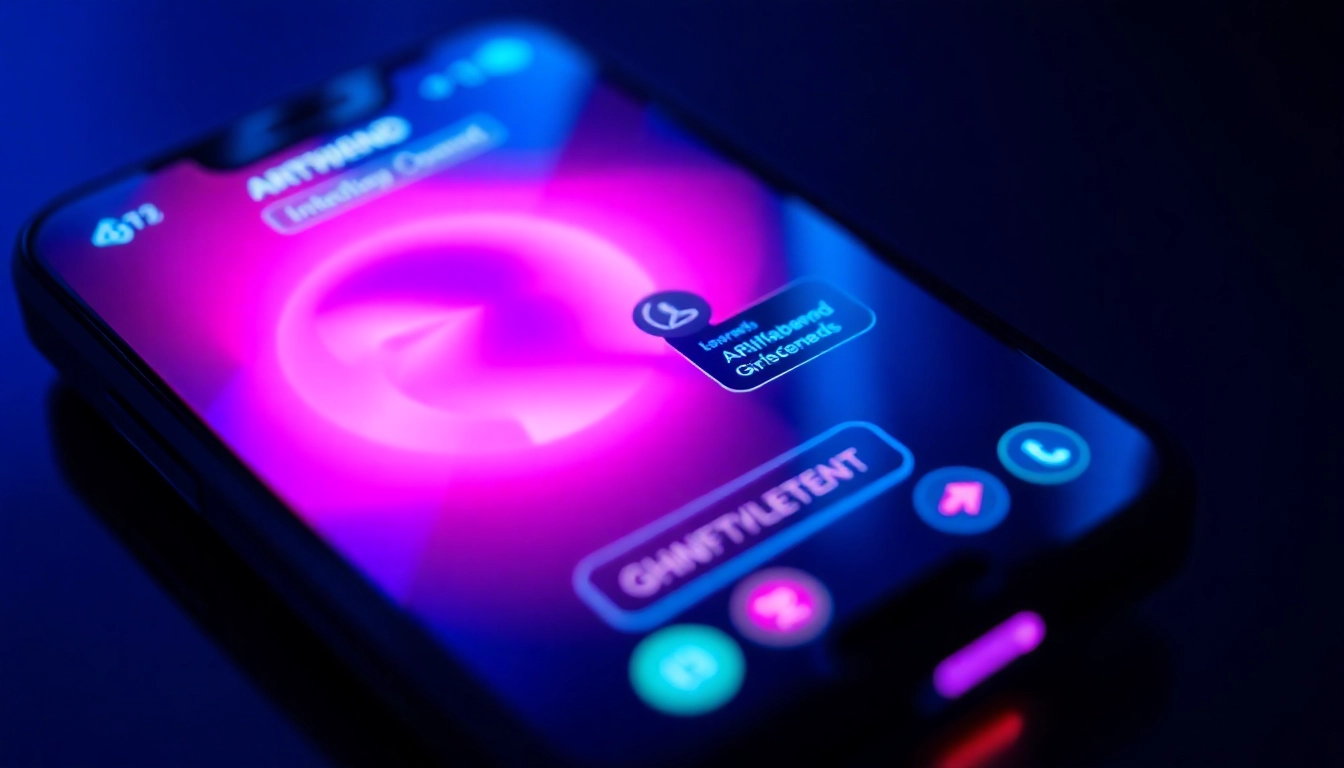 AI girlfriend app showcasing a realistic chat interface with a warm, inviting digital companion designed for unfiltered NSFW conversations, highlighting personalization features.