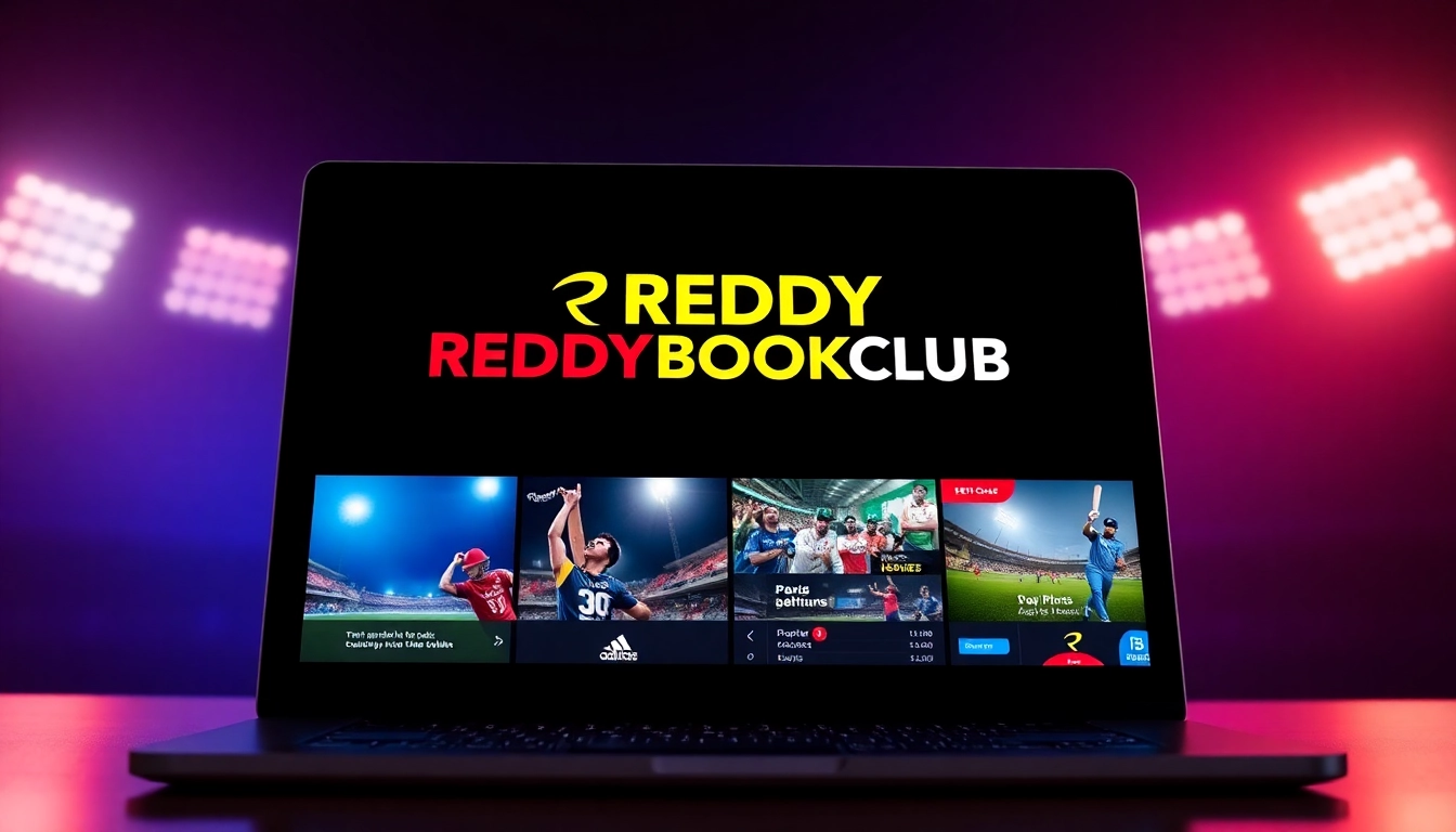 REDDYBOOKCLUB online sports betting platform with dynamic cricket and casino graphics, highlighting trust and security for users in India